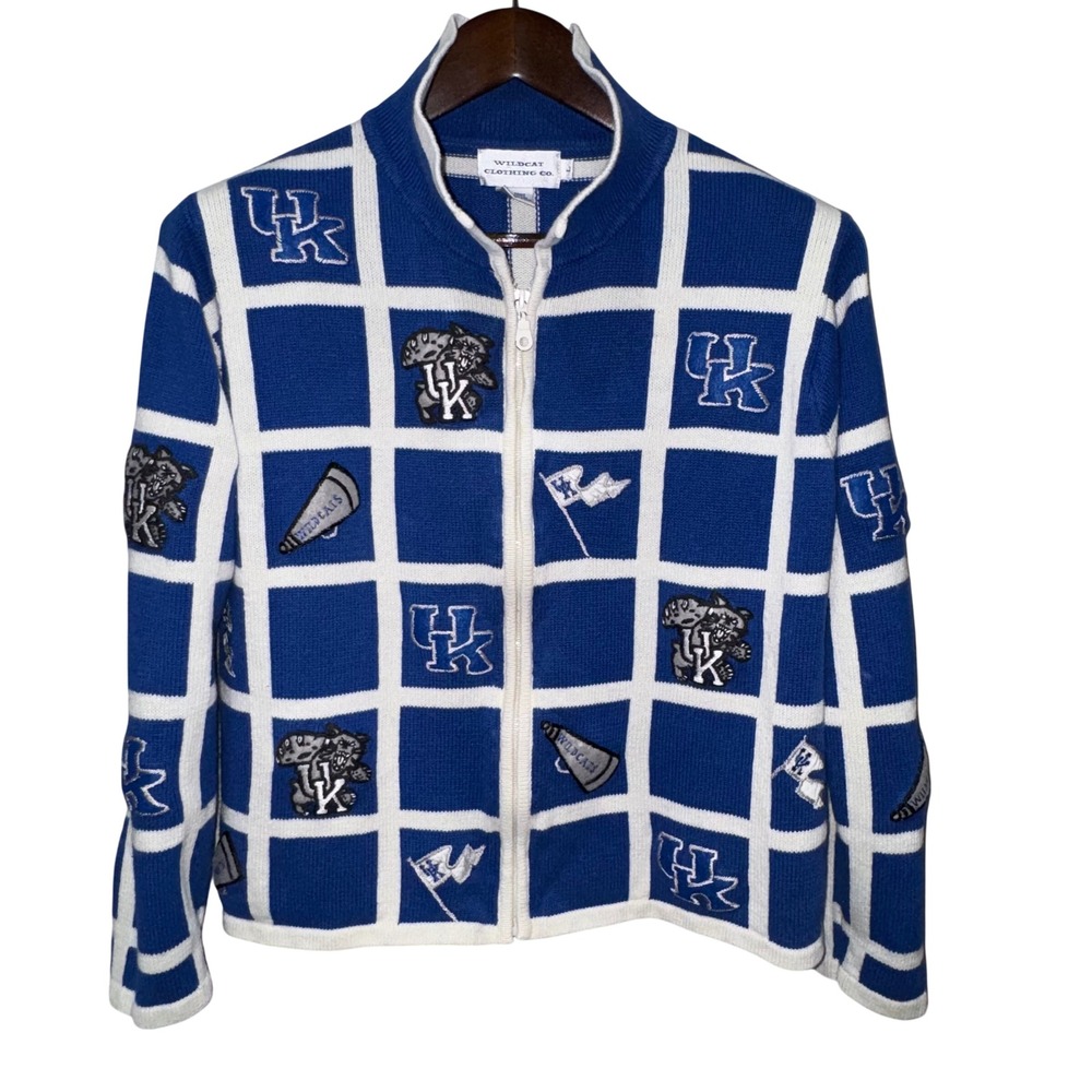 Wildcat Clothing Co Womens UK Wildcats Full‎ Zip Knit Sweater Jacket L Vintage